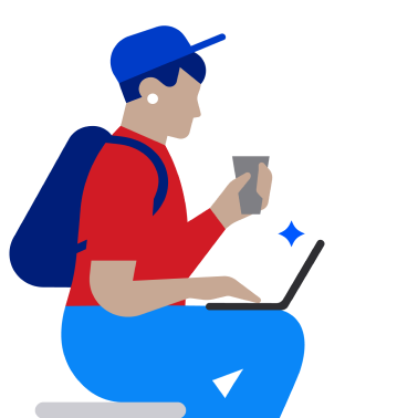 ilustración de estudiante trabajando en una computadora portátil